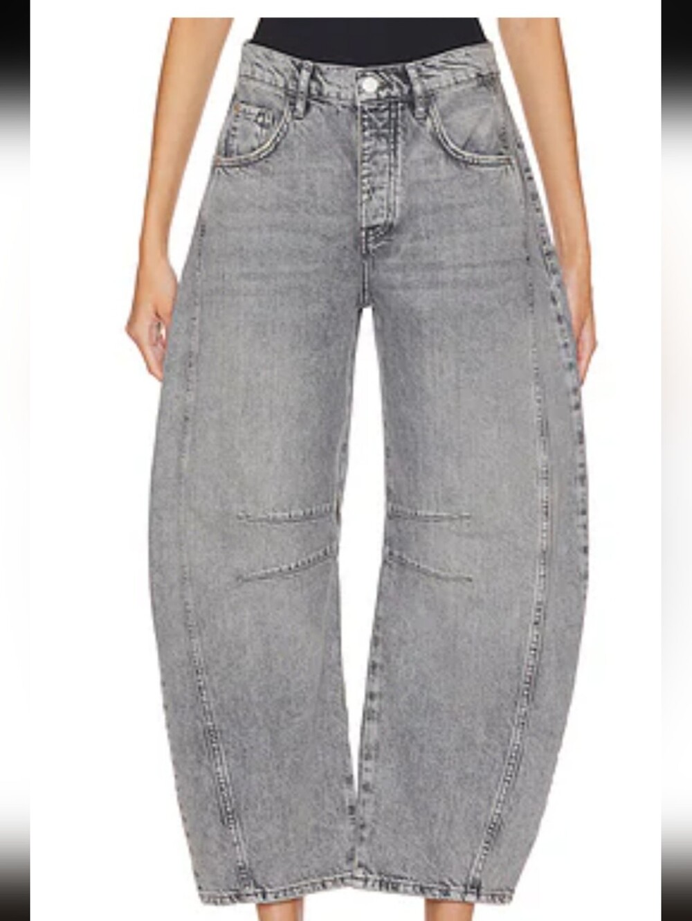 NWOT We The Free Good Luck Mid Rise Barrel Jeans in Falcon Grey